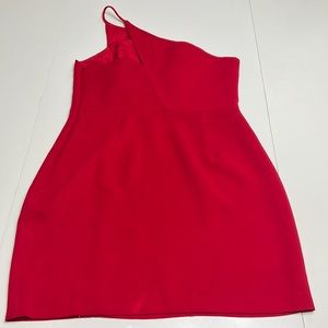 BCBG Maxazria  Red asymmetrical  one shoulder dress size 6